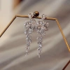 New product on the market! Super value five-pointed star bread earrings, a two-in-one design of ear thread and stud, fashionable and practical. Free gifts are waiting for you to claim! Versatile and elegant fringed bride earrings, long style Application Scenario